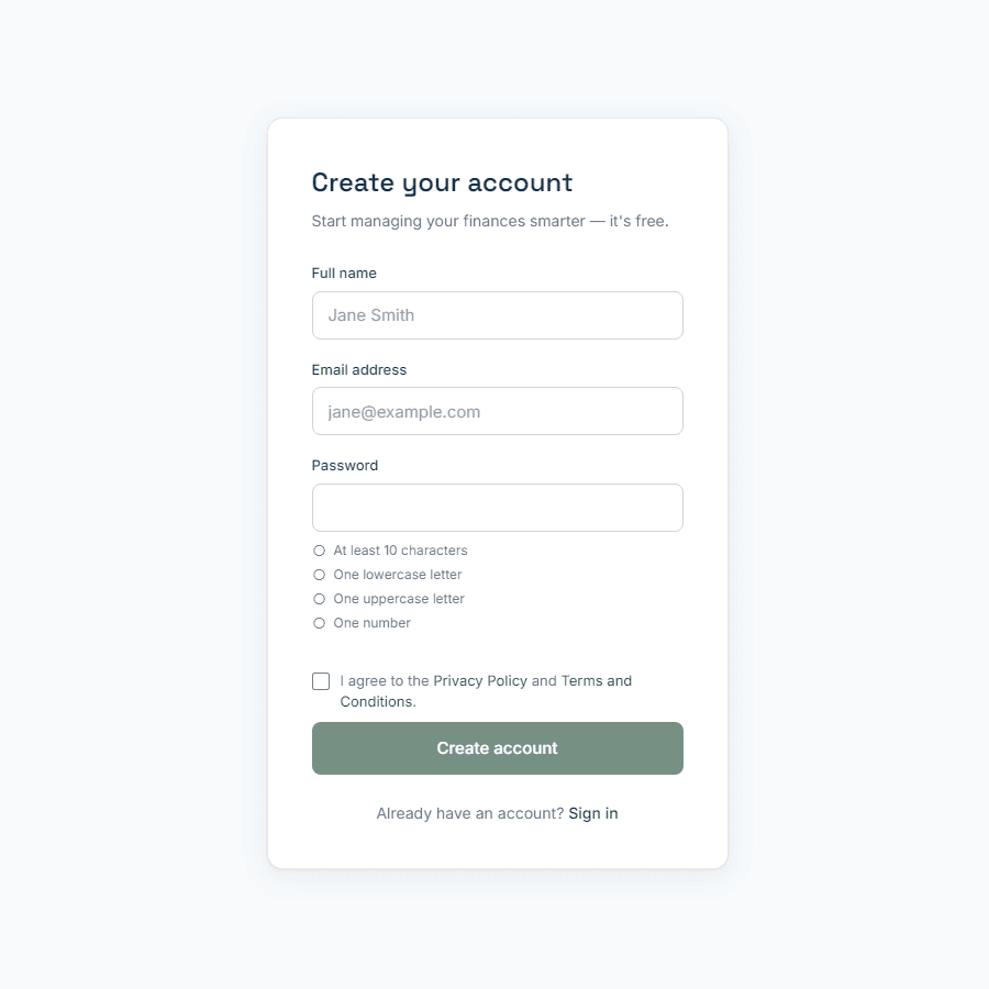 Sign up in 30 seconds